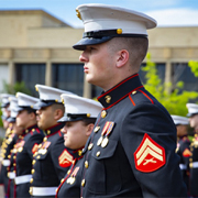 Service members in uniforms.