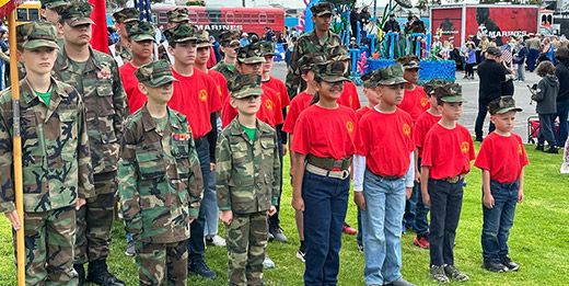 Military Children at attention