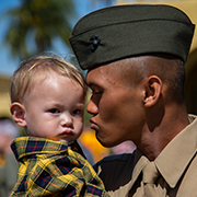 Service member with son
