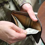 Service member opening wallet