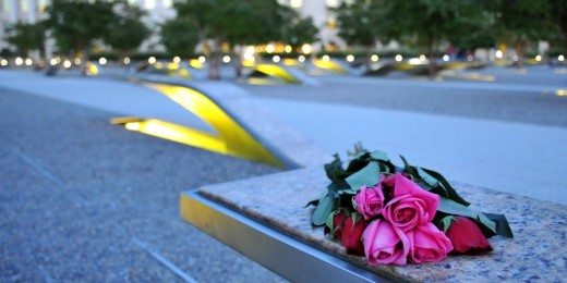 Roses are left at the National 9/11 Pentagon Memorial