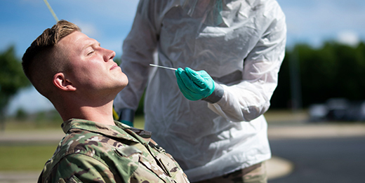 Service member getting tested for COVID-19