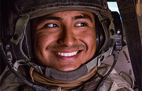 Military service member smiling