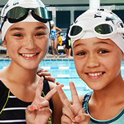 Teen athletes at swim meet