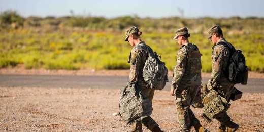 Service members walking