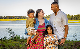 Military family poses outside