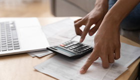 calculators and papers on desk