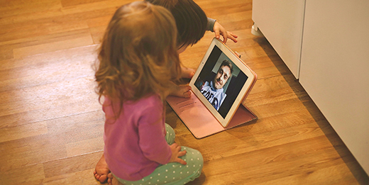 Children talking to deployed father