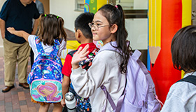 Student on first day of school