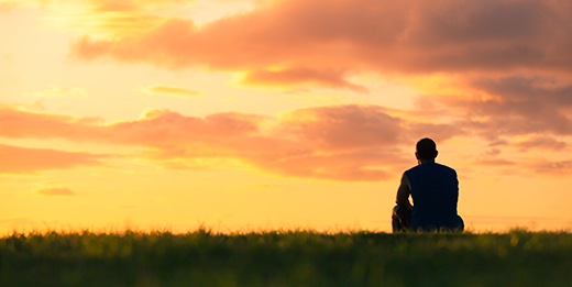 Man watching sunset