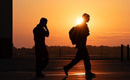 Service members at sunset