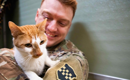 Service Member with a Cat