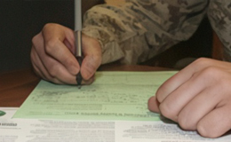 Service member doing taxes