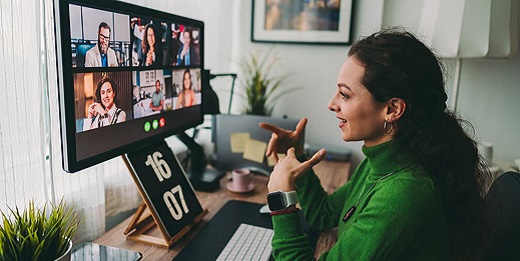 Woman on video call