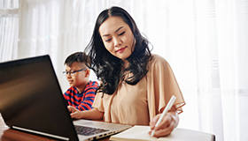woman studying