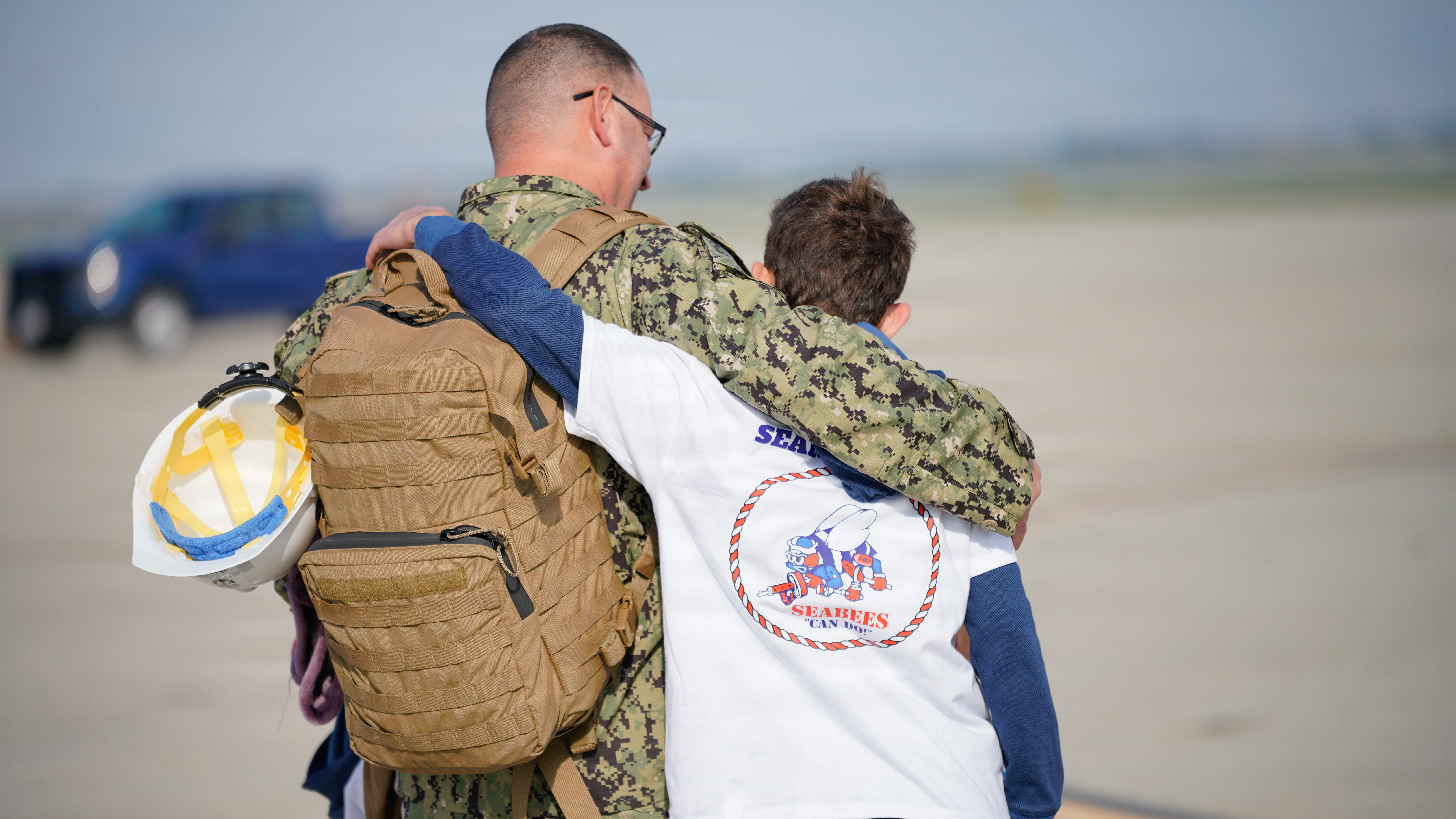 service member with teen