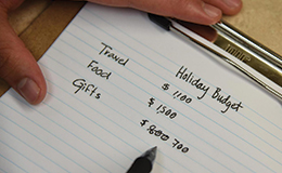 Paper showing holiday spending budget