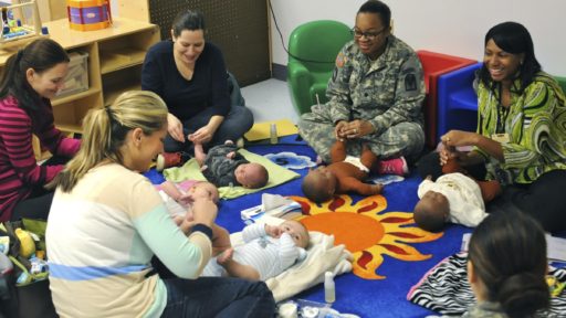 Women attend a new mom class