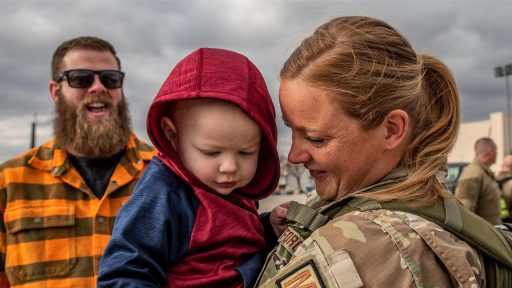 service member reuniting with young child
