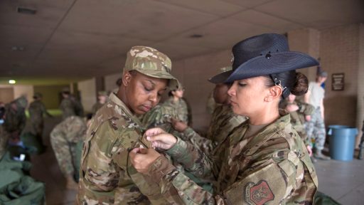 service member receives uniform
