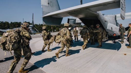 Army soldiers boarding to deploy