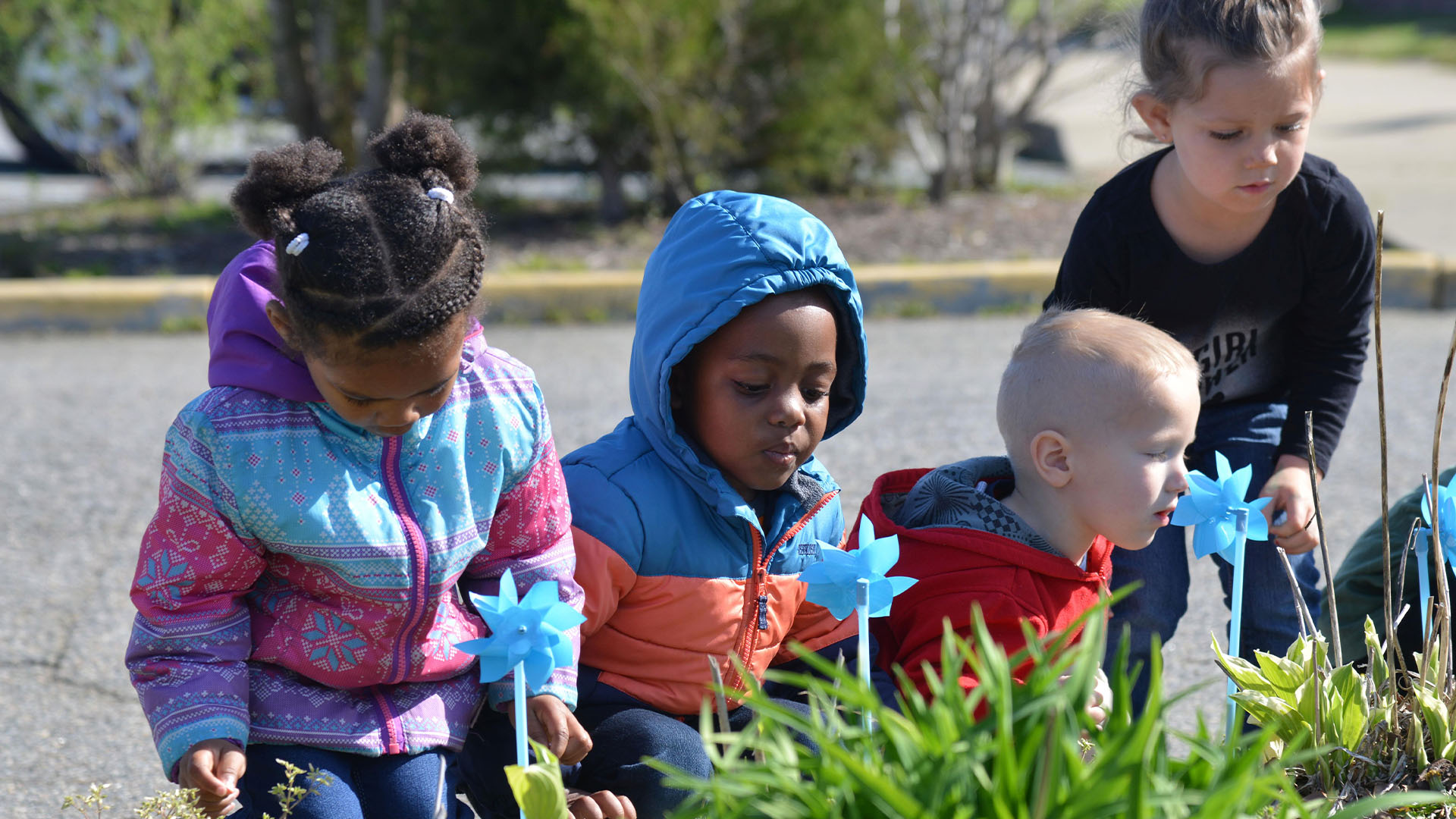 Children play outside