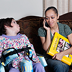 Woman and child sitting together