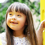 A little girl smiling