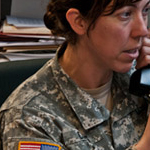 Woman talking on phone