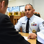 leader reviewing documents