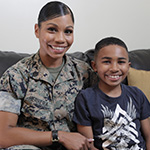 military mom with her son