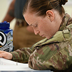 Service member reading
