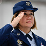 service woman salutes