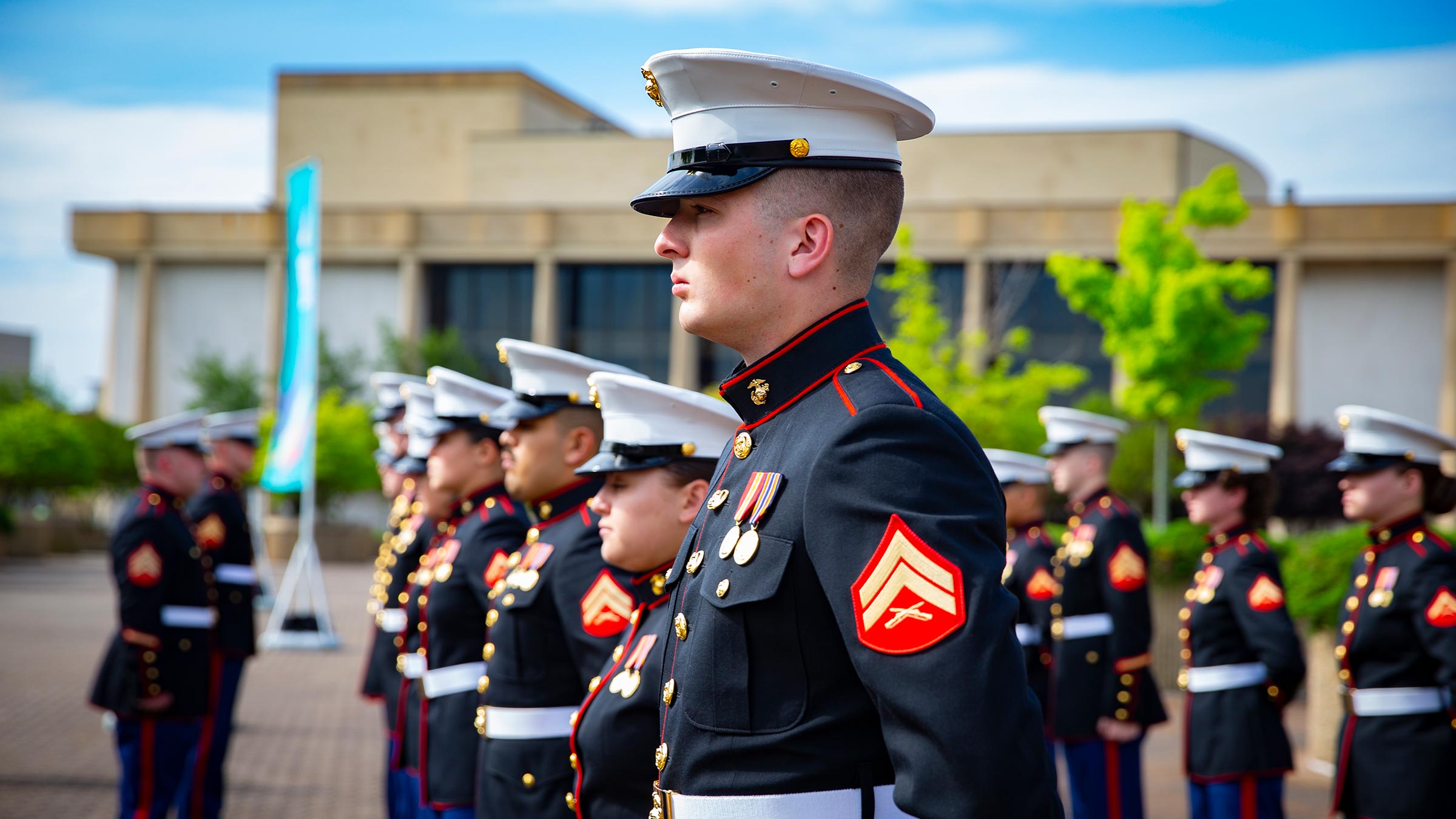 U.S. Marines stand in ranks