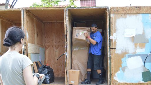 Man moving boxes