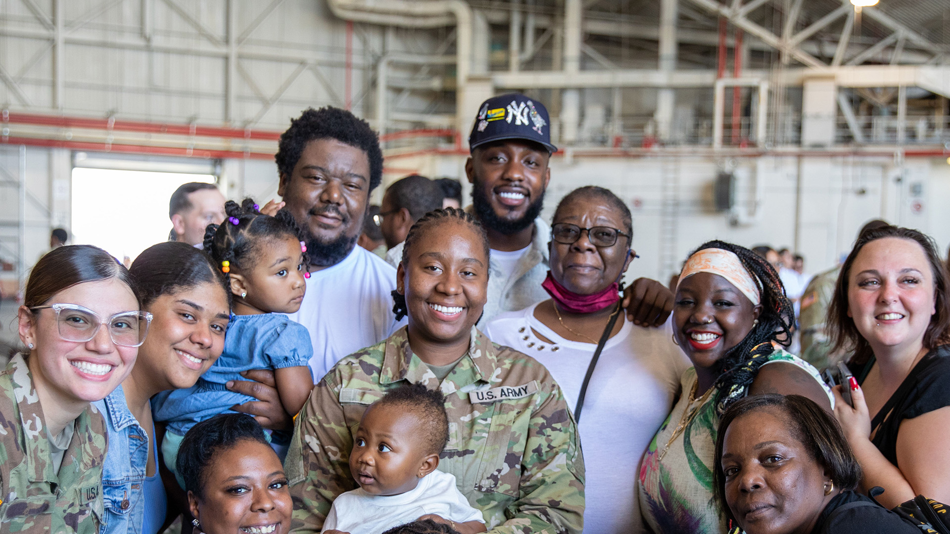 service member with family members