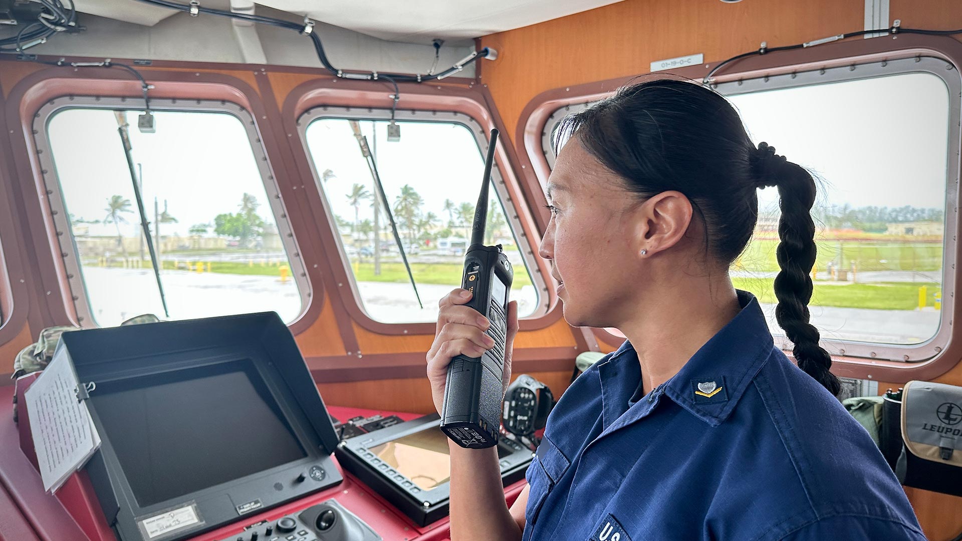 service member talking over radio
