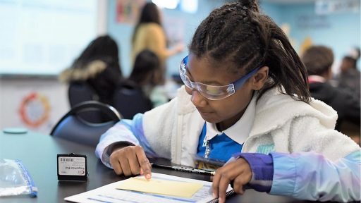 Student working in classroom