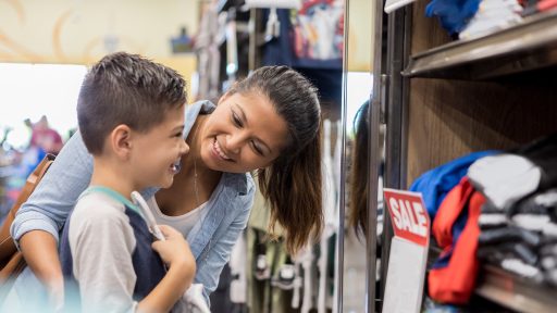 mother and son shopping sale