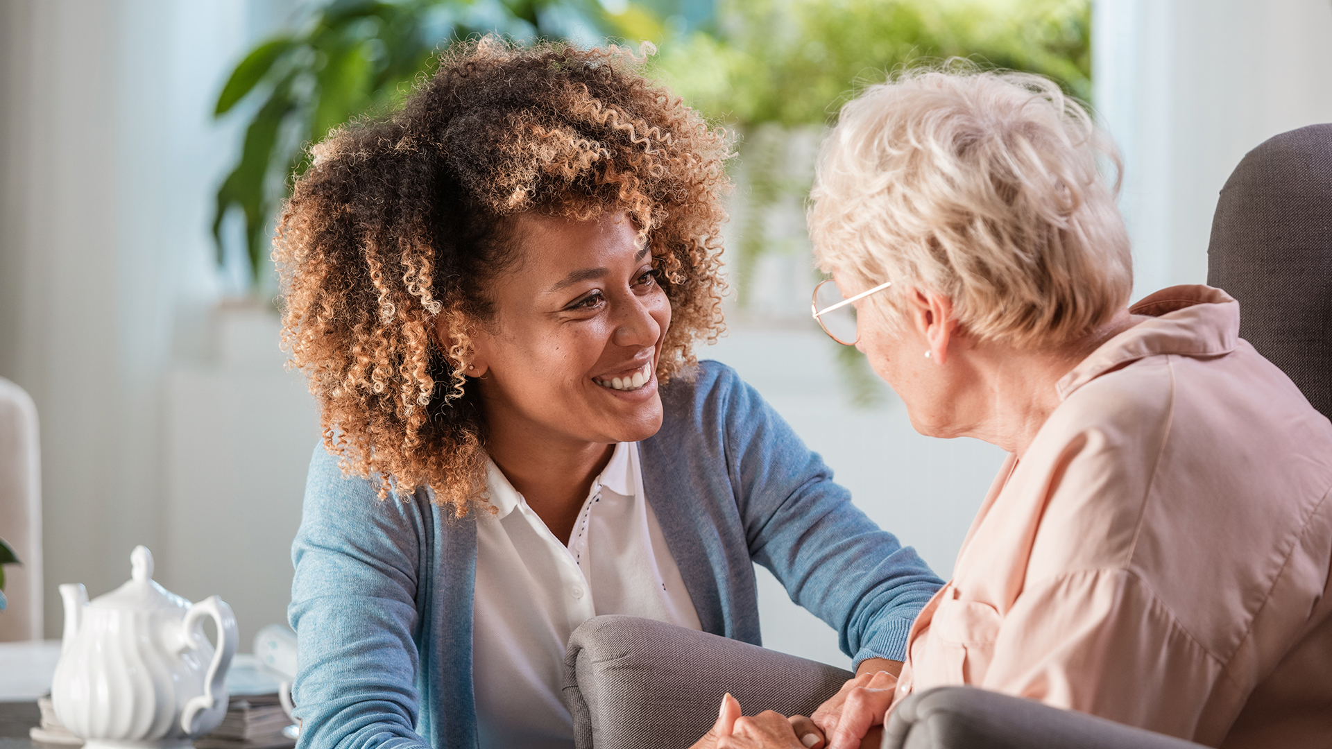 Caretaker with elderly patient