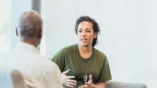 service member talking to counselor