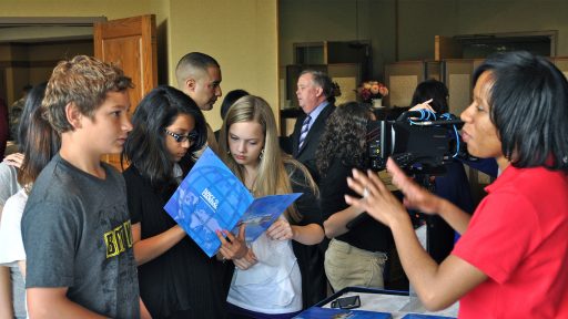 Teens get information at a career event