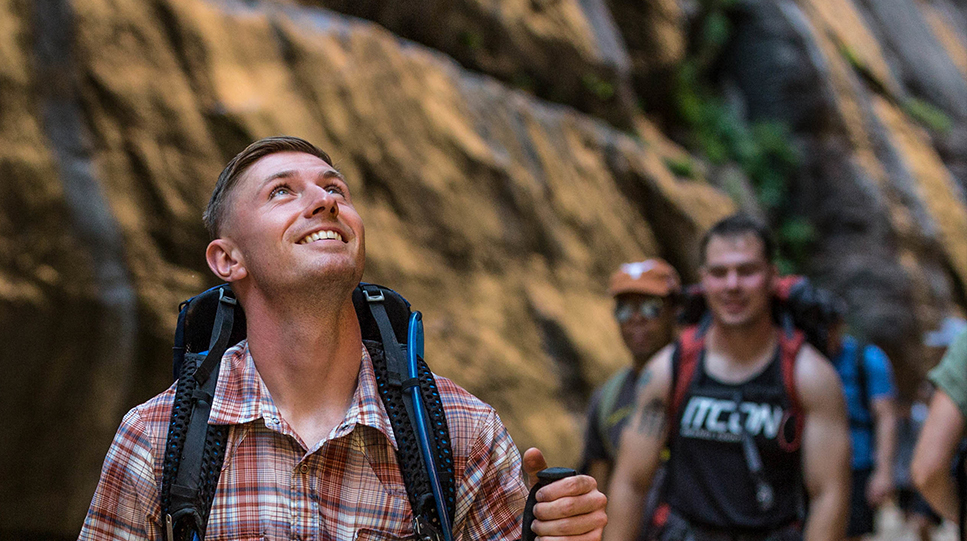 Single Marine Program hiking together