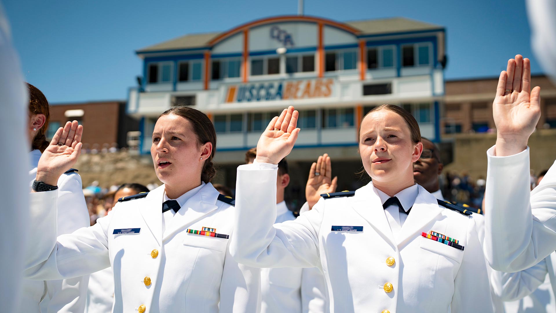New Coast Guard cadets taking oath