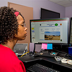 woman views powerpoint presentation