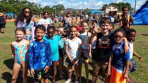 group of kids outside