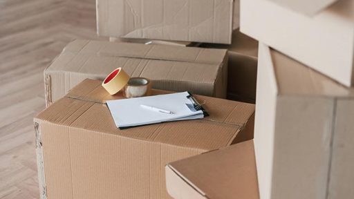 moving boxes stacked