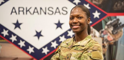 female service member smiling