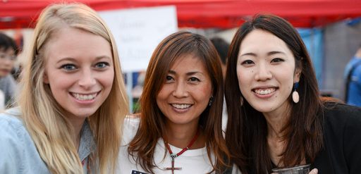 three women smiling