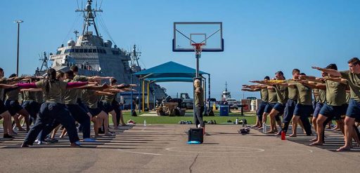 Sailors doing yoga